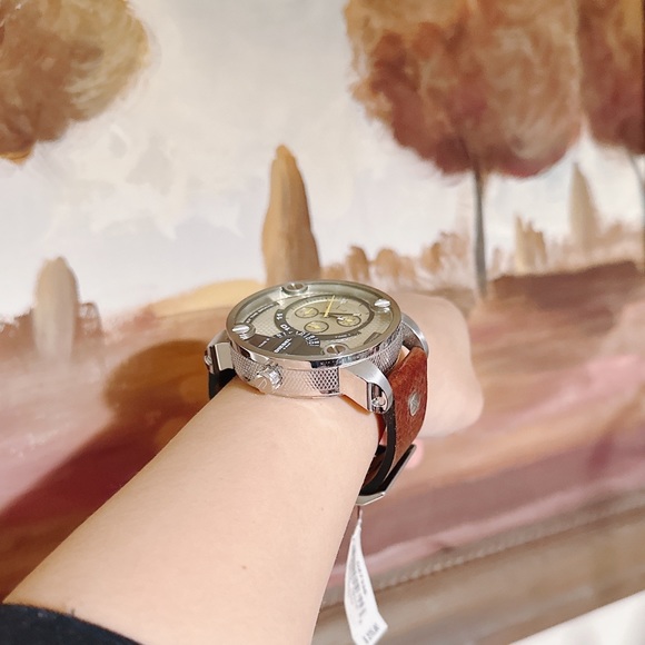 DIESEL Little Daddy Grey Dial Brown Leather Men's Watch DZ7335 - Picture 8 of 9